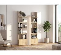 Vente-unique - Bibliothéque avec 2 Portes et 4 étagéres - Beige et Naturel - SARIOBA