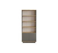 Bibliothèque avec 2 portes et 4 niches - Anthracite et naturel - LOTULA