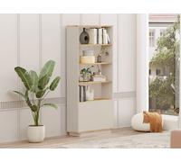 Bibliothèque avec 2 portes et 4 niches - Beige et naturel - LOTULA