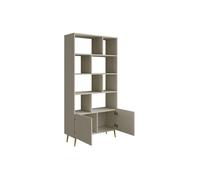 Bibliothèque avec 2 portes et 8 niches - Beige - NORSIM