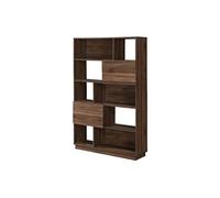 Bibliothèque avec 2 portes et 8 niches - Naturel foncé - CEVANIA