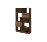 Bibliothèque avec 2 portes et 8 niches - Naturel foncé - CEVANIA