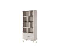 Bibliothèque avec 2 tiroirs et 8 niches en MDF - Beige et doré - ELONARIA II