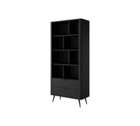 Bibliothèque avec 2 tiroirs et 8 niches en MDF - Noir - ELONARIA II de Pascal Morabito