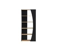 Bibliothèque avec 5 étagères - Noir et Naturel - JILORA