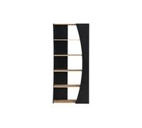 Bibliothèque avec 5 étagères - Noir et Naturel - JILORA