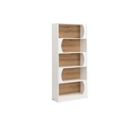 Bibliothèque avec 5 niches en MDF - Blanc et naturel clair - FARENZA