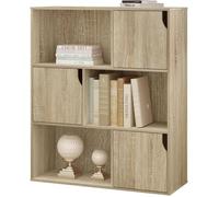 Bibliothèque avec 6 Compartiments - EUGAD - Étagère de Rangement en Bois Composé - Chêne Clair - 80x30x96cm