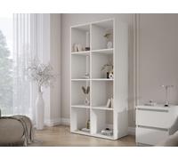Bibliothèque avec 8 compartiments - couleur : blanc - 147 × 74 × 30 cm, verticale ou horizontale