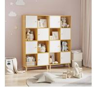 Bibliothèque avec 8 Cubes-MENGDA-Meuble de Rangement-Bibliothèque Étagère Rangement avec 4 Portes-Pour Salon-64.5x30x138cm