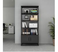 Bibliothèque avec armoire Hailuoto 80 x 40 x 180 cm acier noir mat [en.casa]