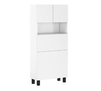 Bibliothèque avec bureau intégré - HOMI - Blanc mat - L 80 x P 32-92 x H 175 cm - Design contemporain