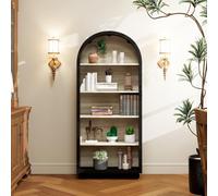 Bibliothèque avec façade incurvée, meuble de rangement en matériau robuste avec pieds antidérapants et kit de montage mural, convient pour le bureau, la chambre à coucher et le salon (161 cm)
