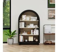 Bibliothèque avec façade incurvée, meuble de rangement en matériau robuste avec pieds antidérapants et kit de montage mural, convient pour le bureau, la chambre à coucher et le salon (116 cm)