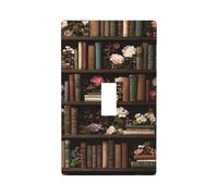Bibliothèque avec motif floral vintage - Plaque murale décorative à bascule unique pour cuisine, ferme, chambre à coucher, salle de bain
