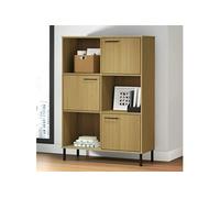 Vidaxl Bibliothèque Avec Pieds En Métal Marron 90x35x128,5cm Bois Oslo Multicolore