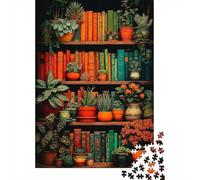 Bibliothèque avec Plantes 1000 Pièce S Carton Robuste Puzzle Classique pour Adultes Enfants Impossible Difficile Défiant Décompression Décoration Murale 52x38cm/1000pcs