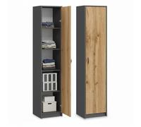 Home Collective Bibliothèque - Étagère - Chêne Anthracite - Largeur : 50 cm - Hauteur : 180 cm - Organiseur - Armoire Polyvalente avec 4 étagères - Armoire en Bois pour Chambre à Coucher, Couloir