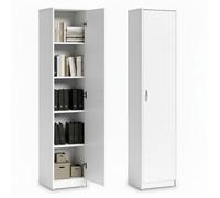 Bibliothèque avec porte 50 cm - Armoire de rangement - Meuble de rangement avec 4 étagères réglables - Étagère colonne - Blanc