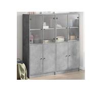 vidaXL Bibliothèque avec Portes, Armoire à Livres avec Poignées, Meuble avec Compartiments de Salon Intérieur, Moderne, Gris 3206527 Gris G