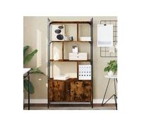 Bibliothèque avec portes chêne fumé 76,5x30x154,5 cm 833350