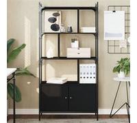 Bibliothèque avec portes noir 76,5x30x154,5cm bois d ingénierie Noir G