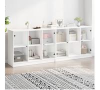 Bibliothèque avec portes - vidaXL - bois d'ingénierie - blanc - porte vitrée - avec poignées - Commode Et Enfilade - 204 x 37 x 75 c