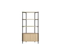 Bibliothèque avec rangements finition bois clair chêne et métal L100 cm ZORA