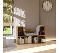 Bibliothèque banc 2 en 1 avec coussins de siège étagère cube 6 compartiments ouverts 102 x 30 x 61 cm brun rustique