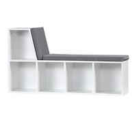 Bibliothèque Banc 2 En 1 Design Contemporain 5 Casiers 2 Coussins Fournis 108l X 30l X 60h Cm Blanc Gris Chiné Blanc