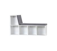 HOMCOM Bibliothèque Banc 2 en 1 avec 5 Compartiments de Rangement et 2 Coussins étagère de Rangement Livres 108 x 30 x 60 cm Blanc Gris