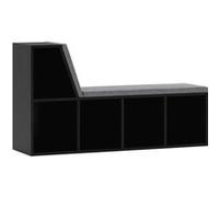 HOMCOM Bibliothèque Banc 2 en 1 avec 5 Compartiments de Rangement et 2 Coussins étagère de Rangement Livres 108 x 30 x 60 cm Noir Gris
