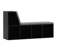 Bibliothèque Banc 2 En 1 Design Contemporain 5 Casiers 2 Coussins Fournis 108l X 30l X 60h Cm Noir Gris Chiné Gris