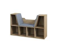 HOMCOM Bibliothèque Banc 2 en 1 Design Contemporain 6 casiers 3 Coussins fournis 102L x 30l x 61H cm Chêne Gris