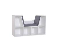 HOMCOM Bibliothèque Banc 2 en 1 avec Coussins de siège, étagère Cube 6 Compartiments Ouverts et 2 Niveaux, Meuble de Rangement pour Salon, Chambre à Coucher, Bureau, 102 x 30 x 61 cm, Gris