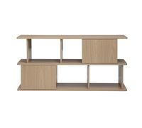 Bibliothèque basse avec rangements finition bois clair chêne L140 cm JANICE