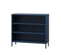 Jan Nowak Bibliotheque Basse en Métal - LUCA | 2 Étagères Réglables | Meuble Rangement Enfant, Chambre, Salon, Style Industrie, Petite Bliothèque | 100 x 90 x 35 cm | Bleu Foncé
