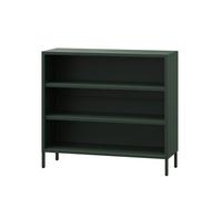 Jan Nowak Bibliotheque Basse en Métal - LUCA | 2 Étagères Réglables | Meuble Rangement Enfant, Chambre, Salon, Style Industrie, Petite Bliothèque | 100 x 90 x 35 cm | Vert Bouteille