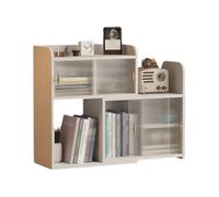 Bibliothèque Bibliothèque de bureau blanche avec panneau densité, support rangement extensible à 2 niveaux, organisateur fichiers porte en plastique, for , maison, cuisine Organisateur de stockage