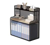 Bibliothèque Bibliothèque de bureau ouverte à 3 niveaux, étagère rangement autoportante polyvalente en filet fer, avec organisateur présentoir cloisons bois Organisateur de stockage(L35xW22xH56 cm)