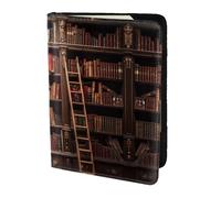 Bibliothèque Bibliothèque Imprimée Étui en cuir pour cartes Accessoires de voyage Porte-passeport Portefeuille pour femme et homme, noir, One Size