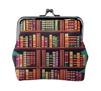 Bibliothèque Bibliothèque Imprimée Femmes Kiss Lock Coin Pouch Mini Portefeuille pour Cartes et Rouge à Lèvres Sac à Main Compact Souple