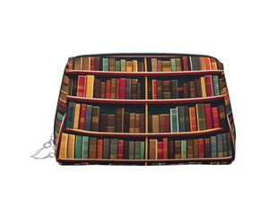 Bibliothèque Bibliothèque Imprimée Portable Beauté Case Pochette Compact Voyage Avec Des Fentes Intérieures Organisées Pour Le Quotidien, Argenté., One Size