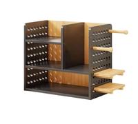 Bibliothèque Bibliothèque noire de panneau densité bureau avec l'organisateur trou, support stockage déflecteur en bois, le présentoir crochets Organisateur de stockage(L30xW20.3xH39 cm)