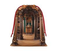 Bibliothèque Bibliothèque Sac cadeau en velours super doux avec cordon de serrage, sac de rangement complet imprimé pour Noël et rangement quotidien
