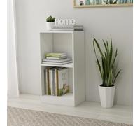 Bibliothèque blanche 40 x 24 x 75 cm, en matériau dérivé du bois, design à 2 étages, organisateur de rangement cube polyvalent, pour livres, décoration et bureau, stable et facile d'entretien
