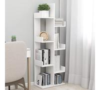 Bibliothèque blanche 48 x 25,5 x 140 cm en bois à 8 compartiments pour livres, CD, magazines, décoration, idéale pour salon, chambre à coucher, bureau