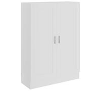 Bibliothèque blanche 82,5 x 30,5 x 115 cm bois multicouche | Bois contreplaqué, MDF, 3 compartiments, 2 portes, fixation murale incluse