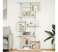 Bibliothèque blanche 92 x 29 x 188 cm en matériau dérivé du bois avec 9 compartiments, étagère sur pied classique pour salon, bureau, chambre à coucher, séparateur d'espace polyvalent pour livres