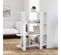 Bibliothèque blanche brillante 100 x 30 x 123,5 cm, séparateur de pièce en bois avec 3 étagères, rangement polyvalent pour livres, DVD et articles de décoration, robuste et stable, pour salon, couloir